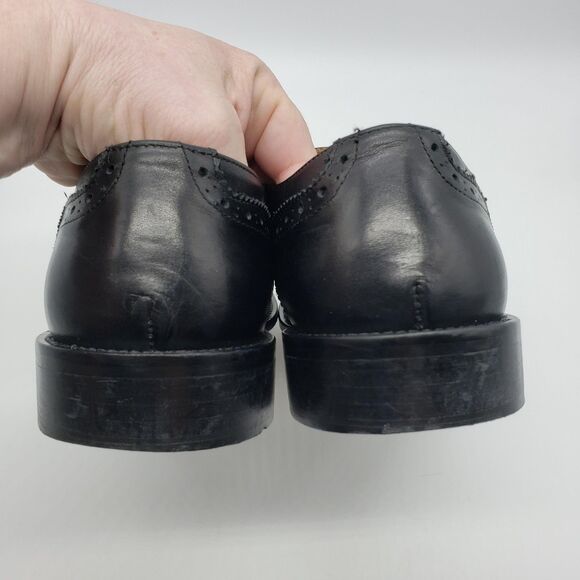 Barneys New York Shoes Men US 10 Black Wingtip Brogue Oxford Made Italy Lace Up - Picture 6 of 12